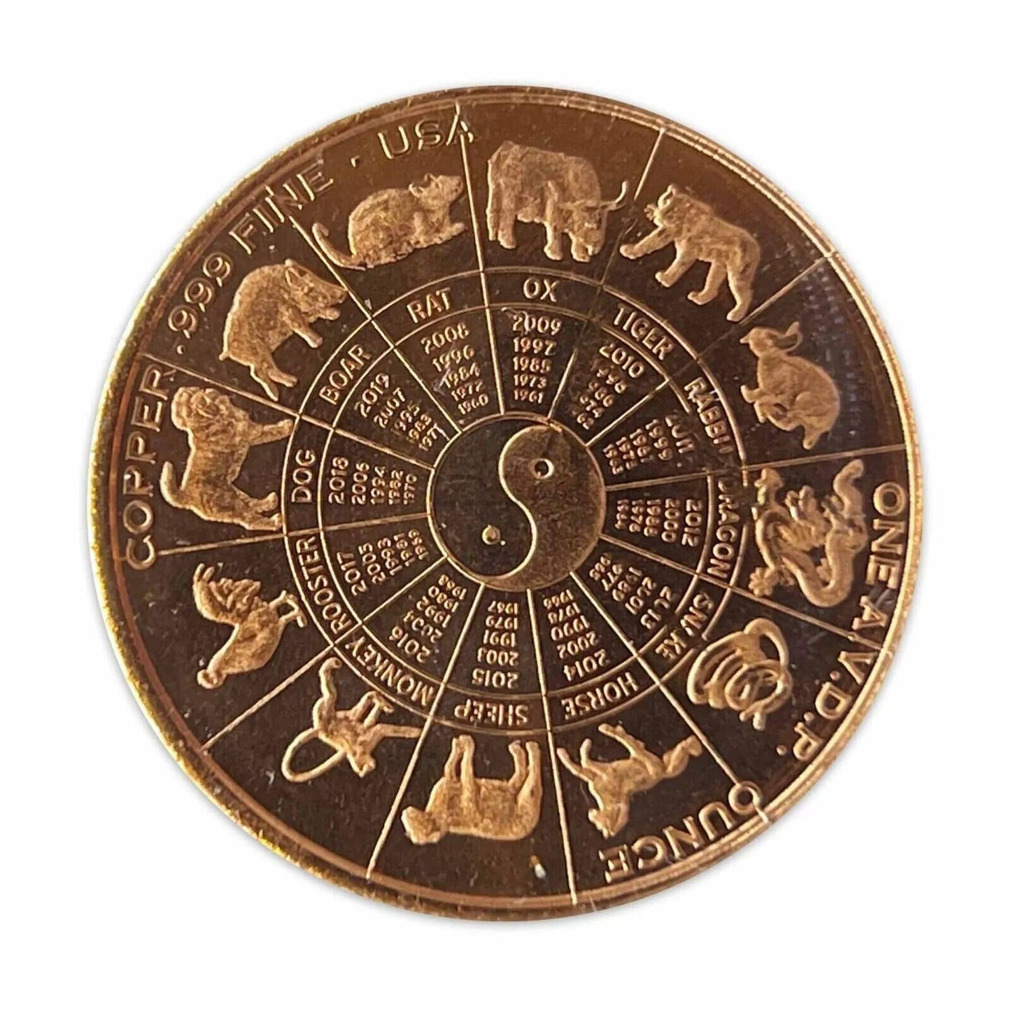 1 oz Copper Zodiac Cancer Round