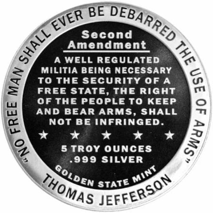 5 oz Silver GSM Second Amendment Round