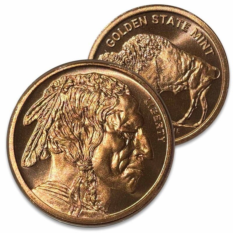 LOT OF 100 X 1 oz Copper GSM Buffalo Authentic Round