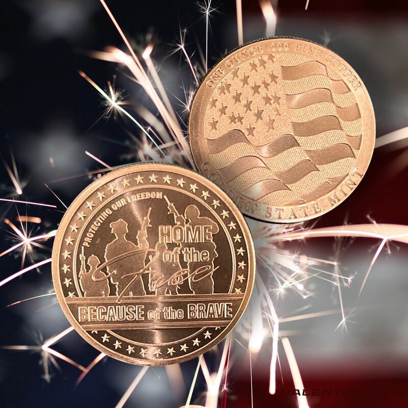 TUBE OF 20 X 1 oz Copper Home of the Free Round