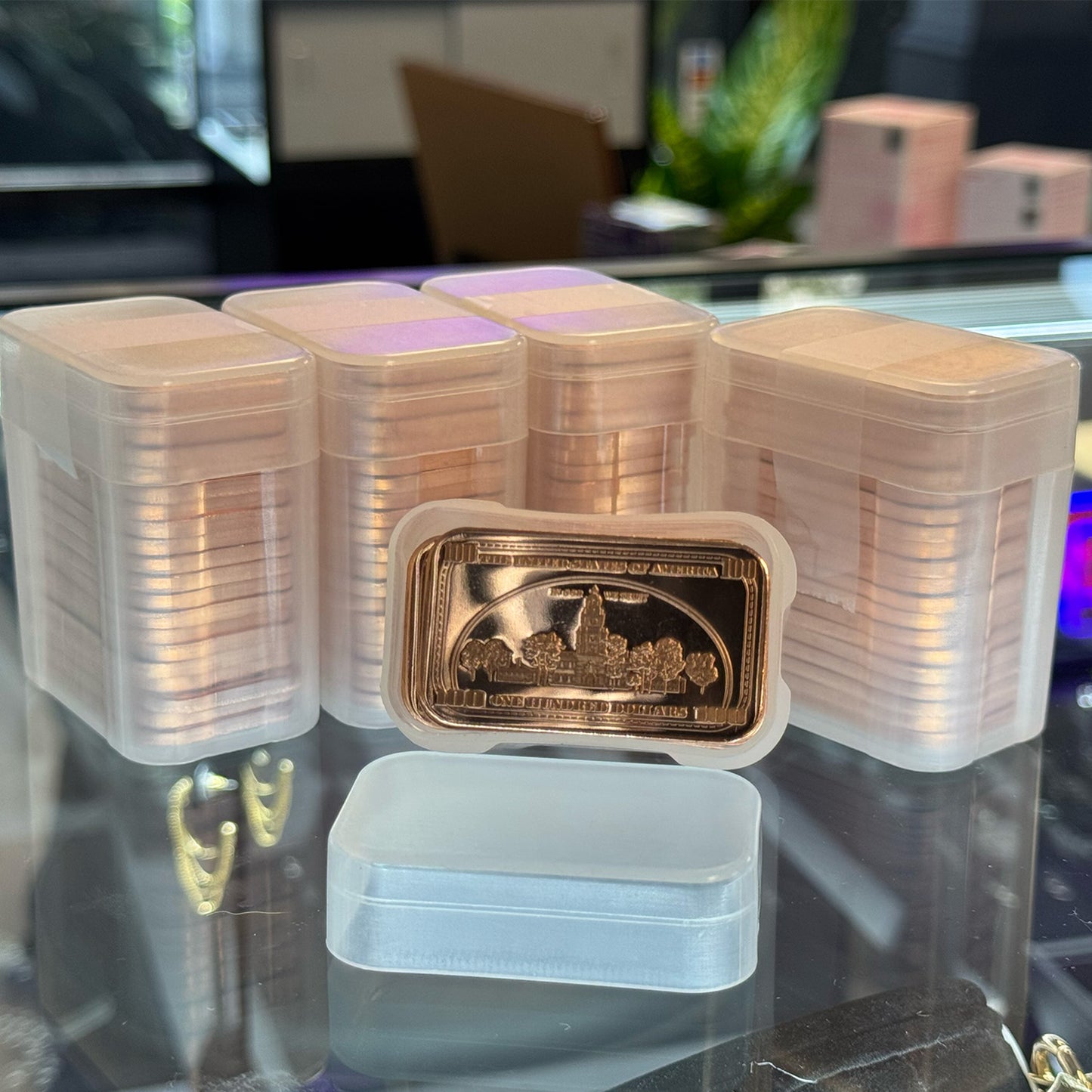 20 Count x 1 oz Copper franklin HUNDRED $100 Bars w/ 1 Tube for Easy Storage LOC RSC1