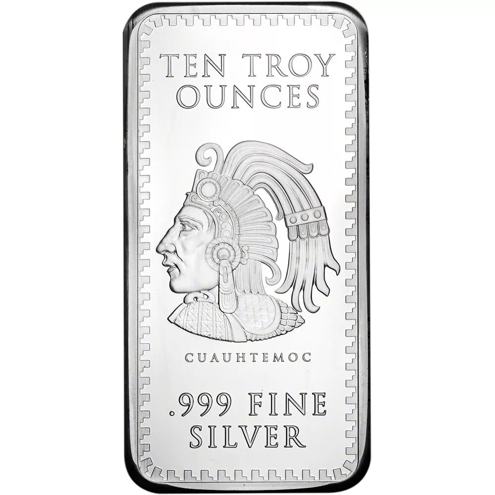 10 oz GSM Silver Bar Aztec Calendar .999 Fine