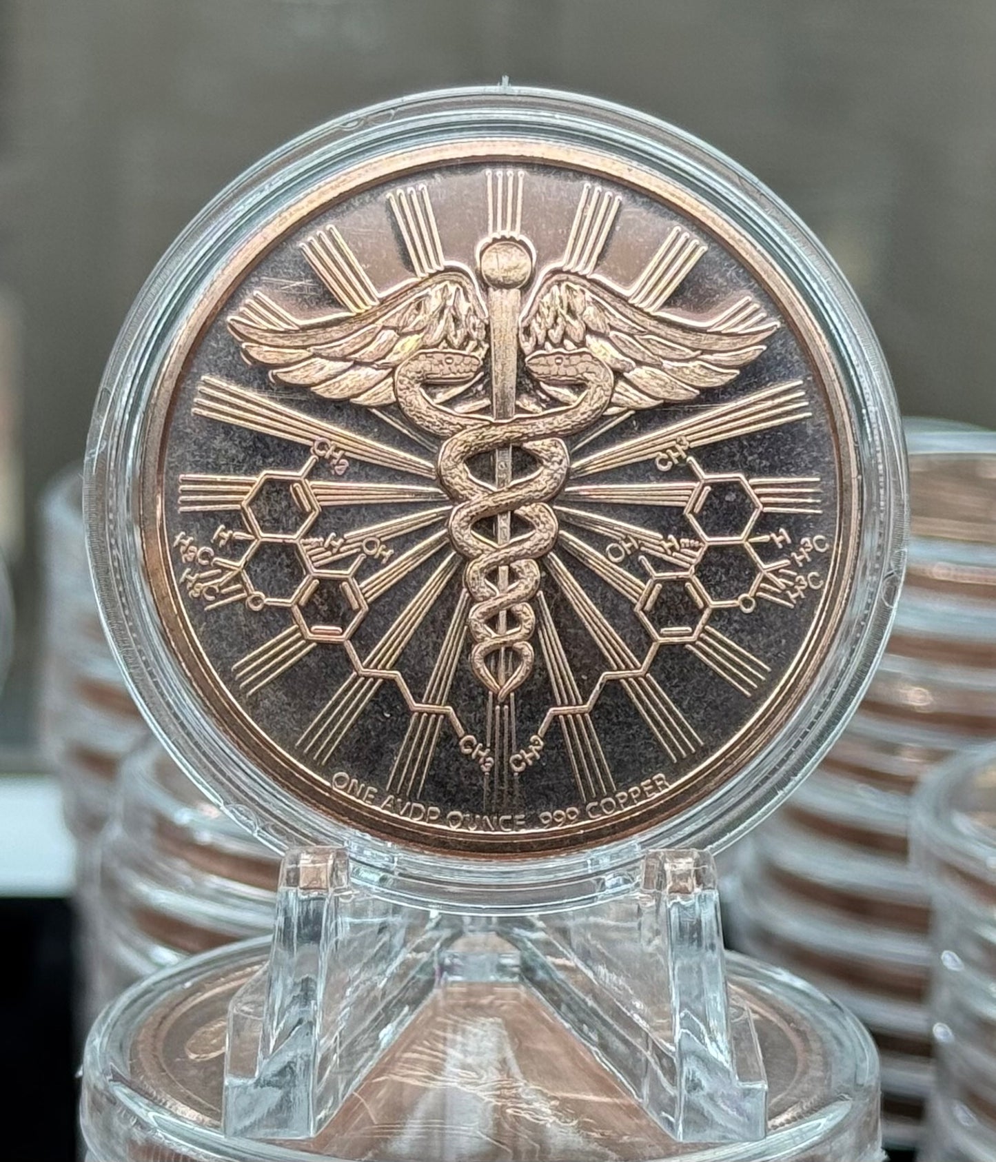 TUBE OF 20 X 1 oz copper In weed we trust/ caduceus