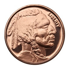 1 oz copper round NATIVE head no date buffalo rev WINGS