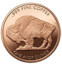 1 oz copper round NATIVE head no date buffalo rev WINGS