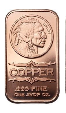 TUBE OF 20 X 1 oz copper bar Buffalo NICKEL Indian head Bar/ wings