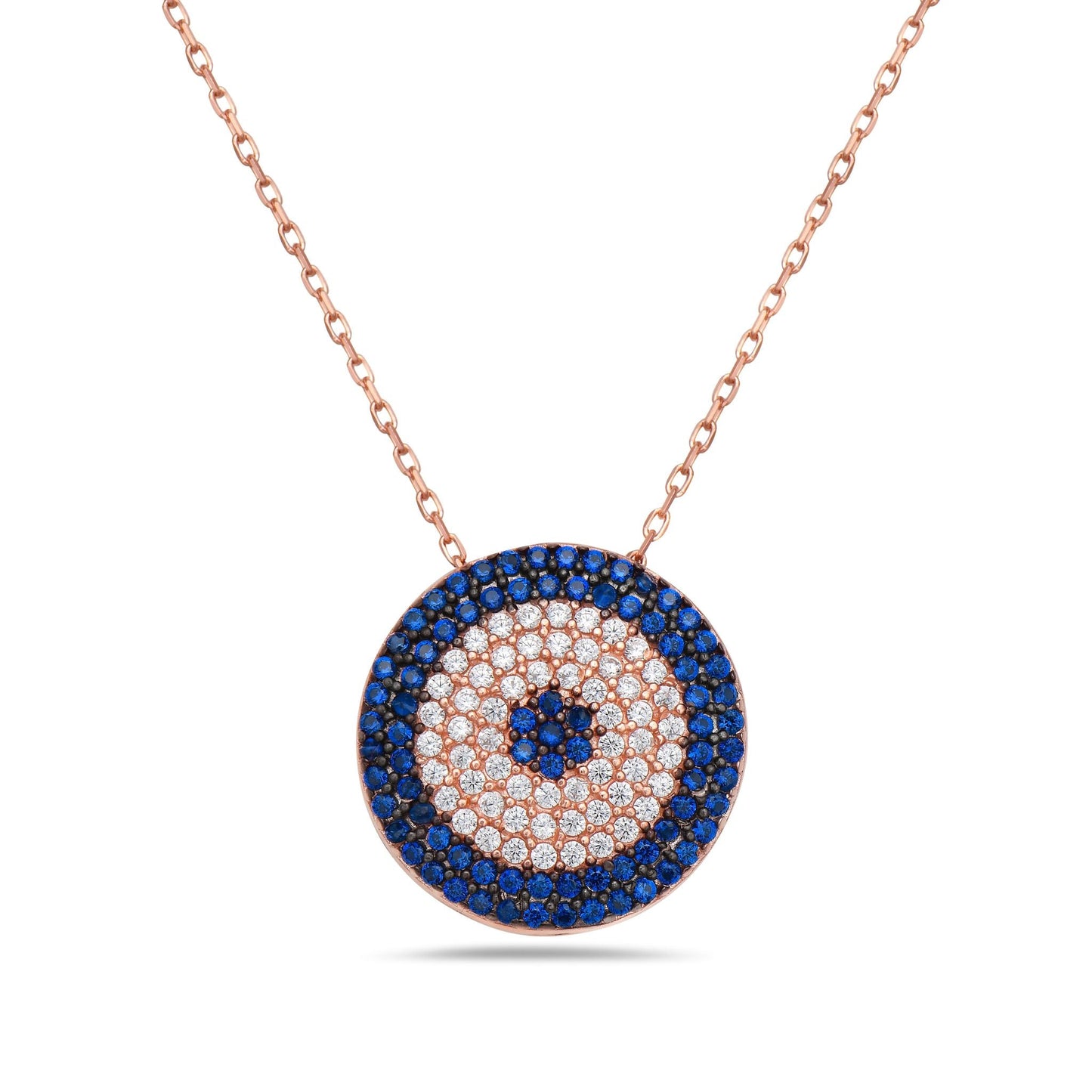 Round Evil Eye Rose Gold Plated Necklace