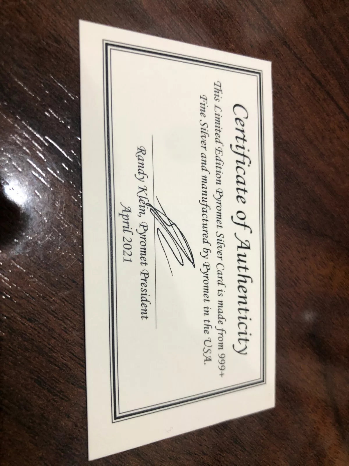 1 oz Silver Pyromet Card