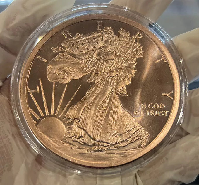 5 oz Walking Liberty Copper Round .999 Fine Copper Bullion IN CAPSULE