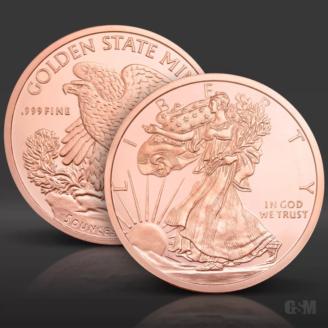 5 oz Walking Liberty Copper Round .999 Fine Copper Bullion IN CAPSULE