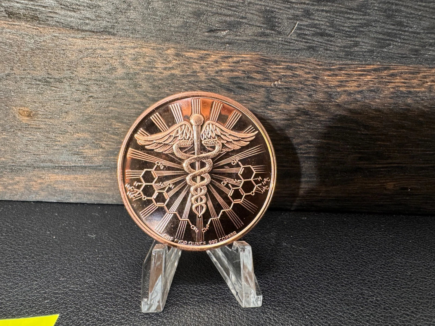 1 OZ CANNABIS WORDS WITH LEAF POT IN THE MIDDLE / caduceus