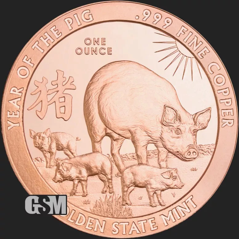 LOT OF 100 X 1 oz Copper GSM Year Of The Pig