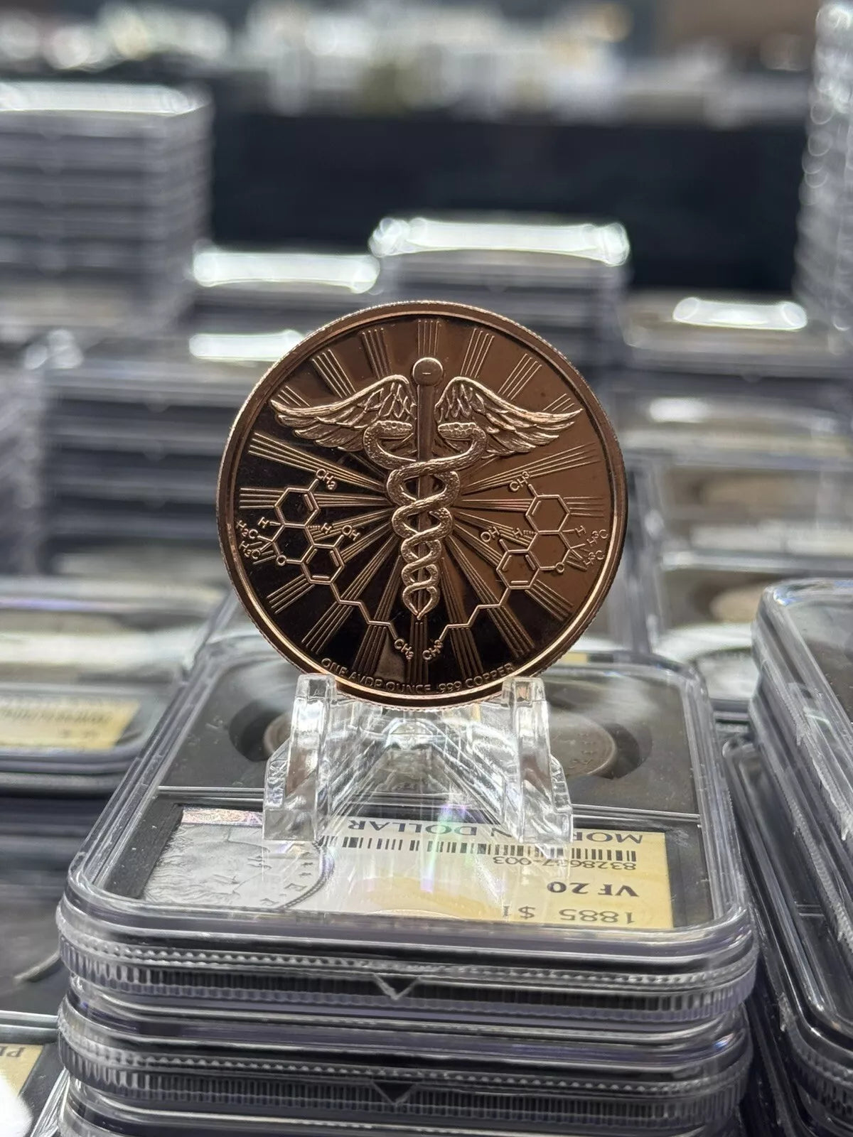 1 OZ CANNABIS WORDS WITH LEAF POT IN THE MIDDLE / caduceus