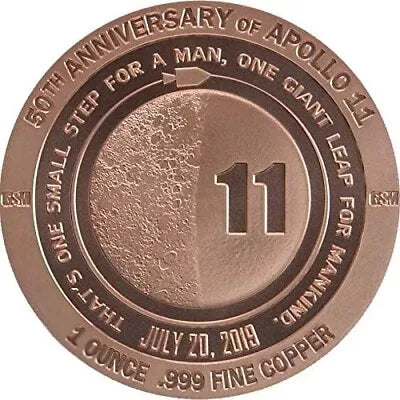 1 oz .999 Apollo 11 50th anniv Design Copper IN A CAPSULE