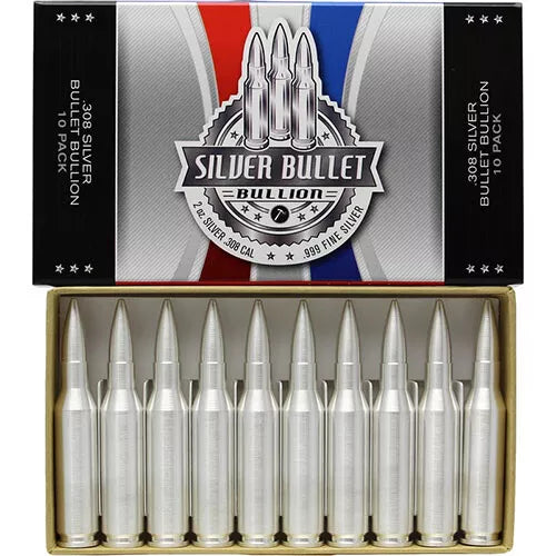 2 oz Silver .308 Caliber Bullet