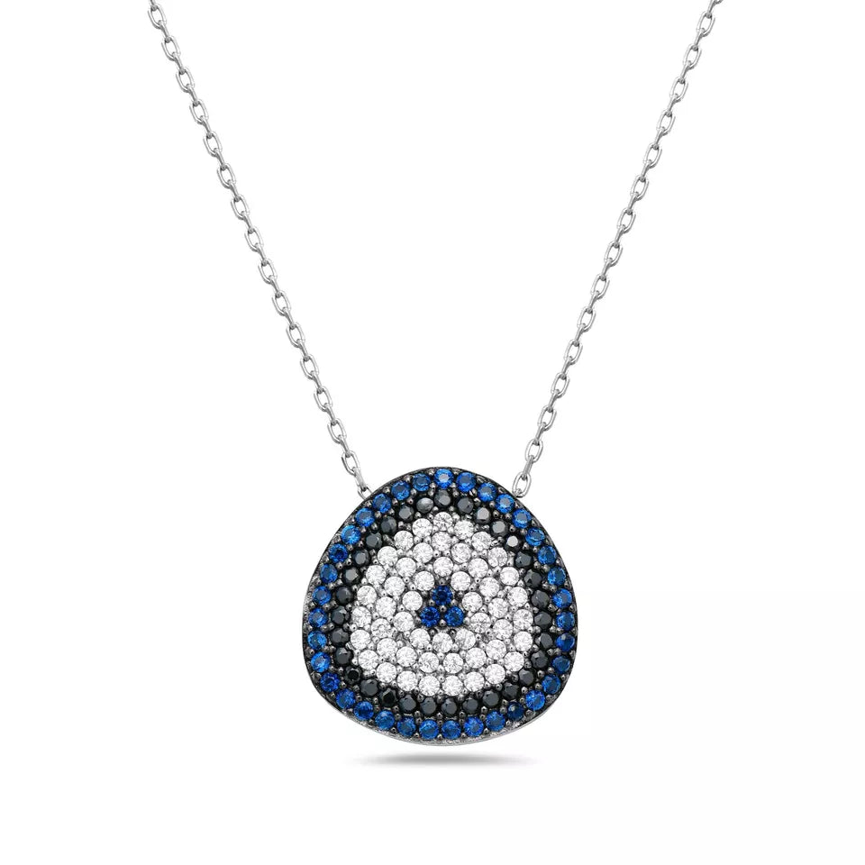 Evil Eye Silver Plated Necklace Sterling Silver with Cubic Zirconia