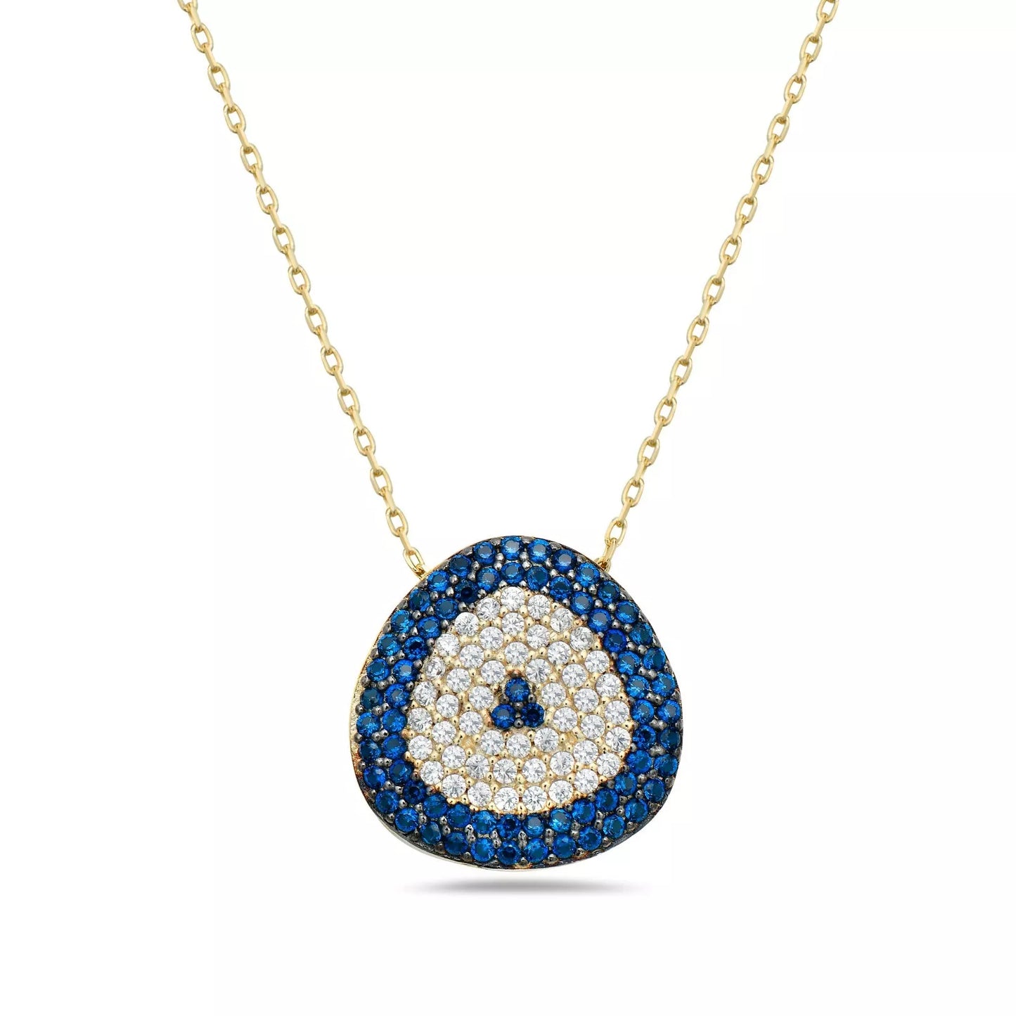 Evil Eye Yellow Plated Necklace Sterling Silver with Cubic Zirconia