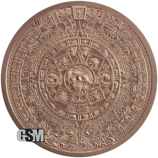 1 OZ AZTEC CALENDAR ROUND 1 Oz .999 Pure Fine Copper BU