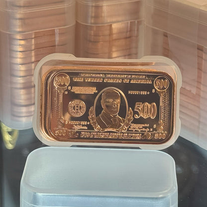 LOT OF 100 X 1 oz copper bar $500 banknote William McKinley / $500 loc BL4C