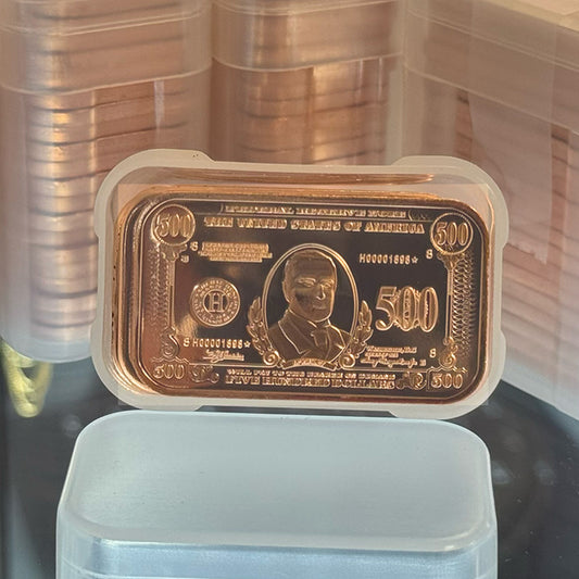 LOT OF 100 X 1 oz copper bar $500 bank note / $500 William McKinley
