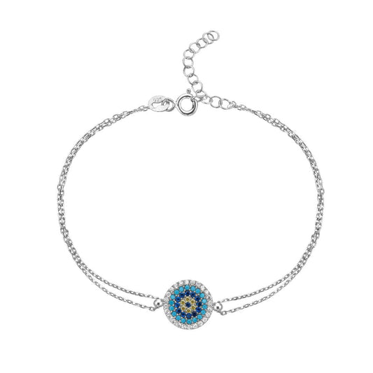 Bell Evil Eye Bracelet Rhodium