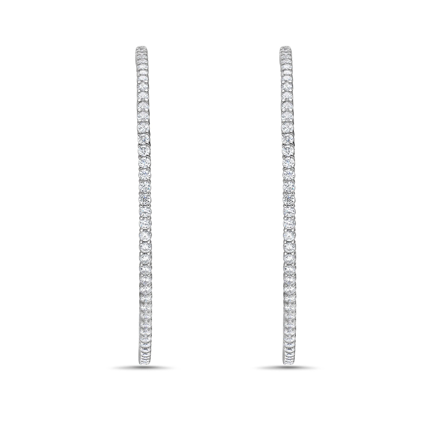 Rebecca Hoop Earrings in Rhodium-Plated Sterling Silver