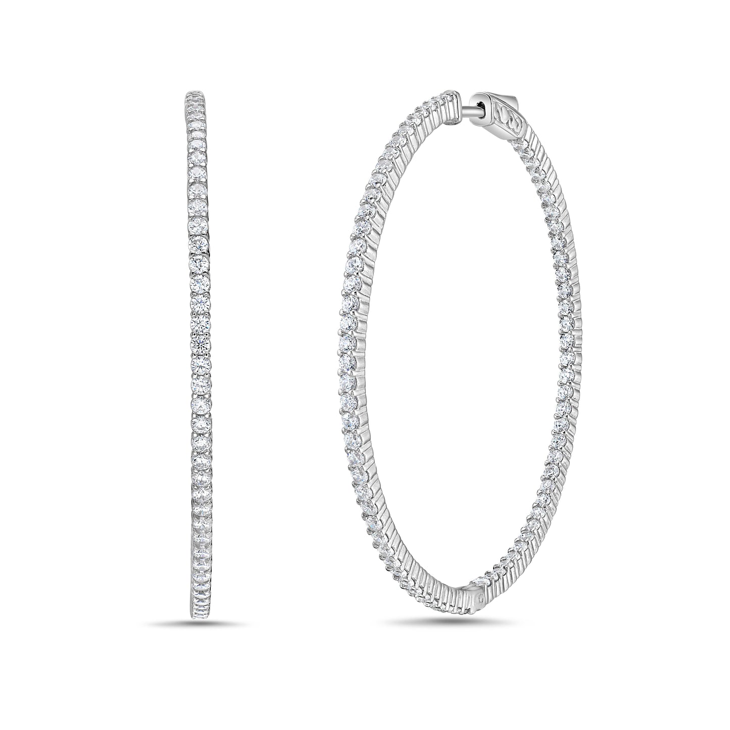 Rebecca Hoop Earrings in Rhodium-Plated Sterling Silver