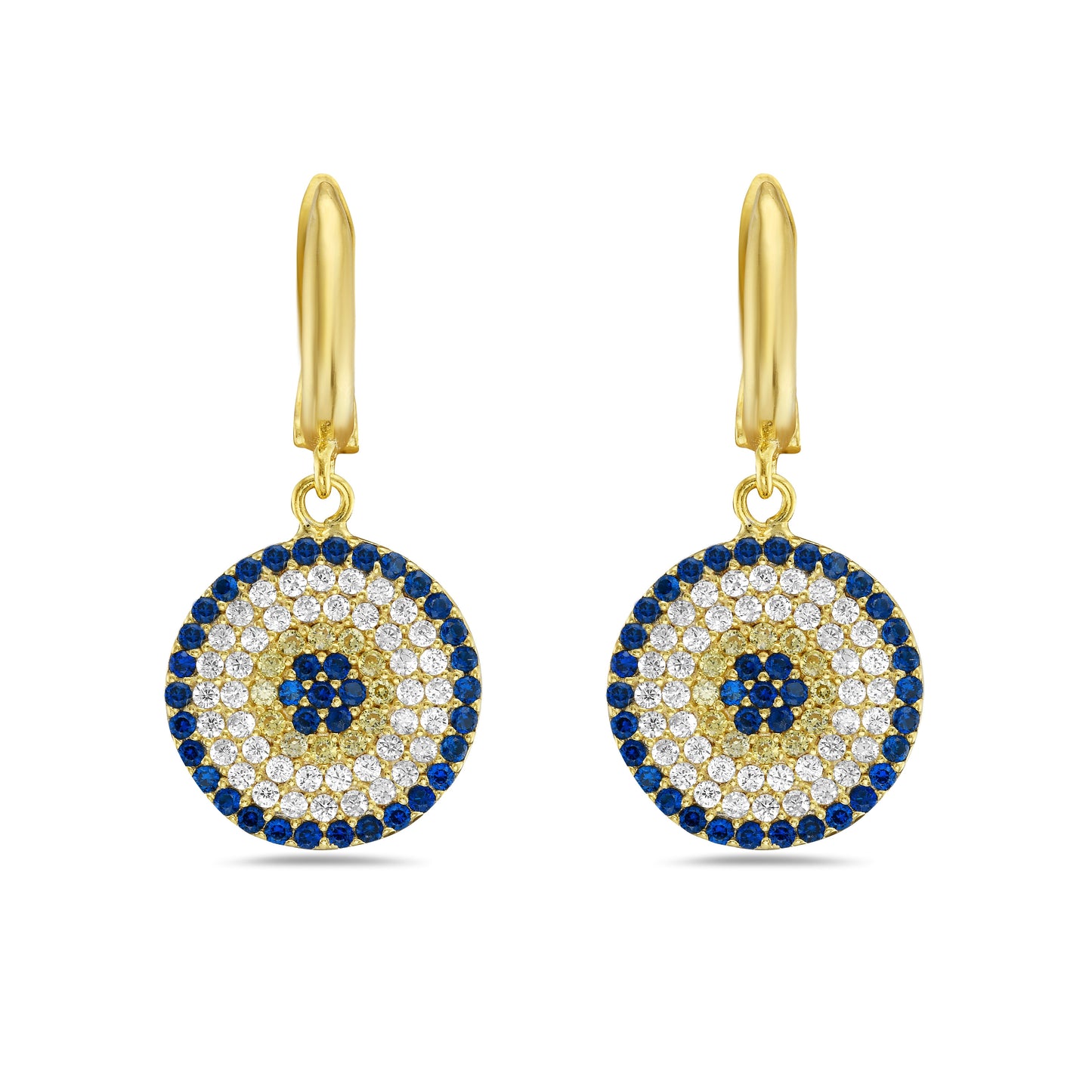 Beta Evil Eye Earrings in 14K White Gold Plated