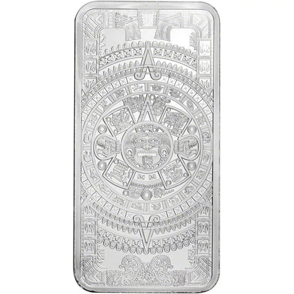 10 oz GSM Silver Bar Aztec Calendar .999 Fine