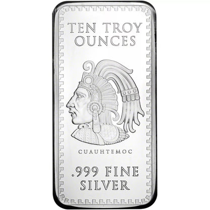 10 oz GSM Silver Bar Aztec Calendar .999 Fine