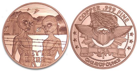 LOT OF 100 X 1 oz copper round area 51 we'll be back / wings