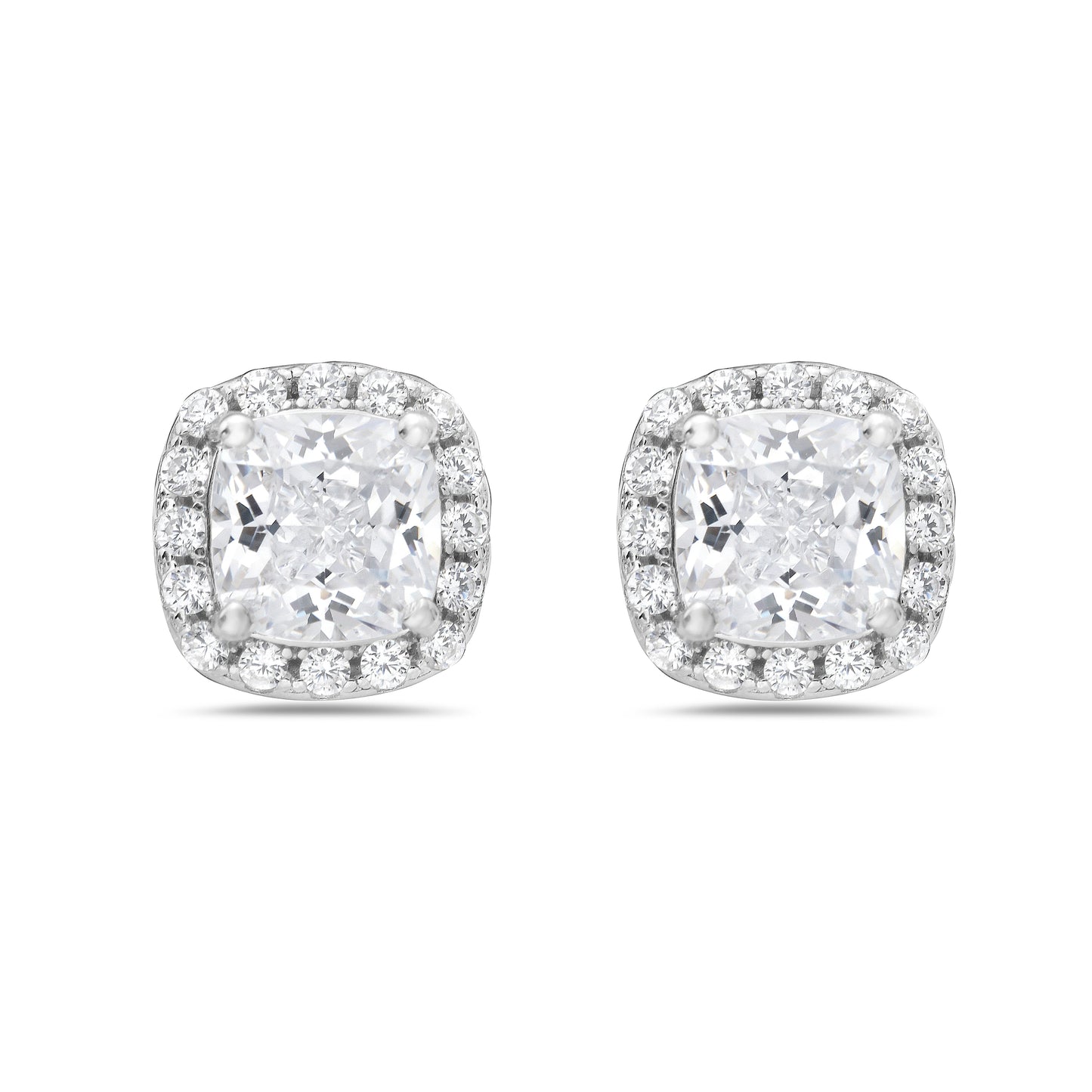 Cushion shape halo stud earrings
