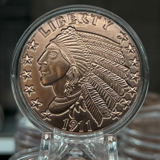 1 oz copper round 1911 Incuse Indian