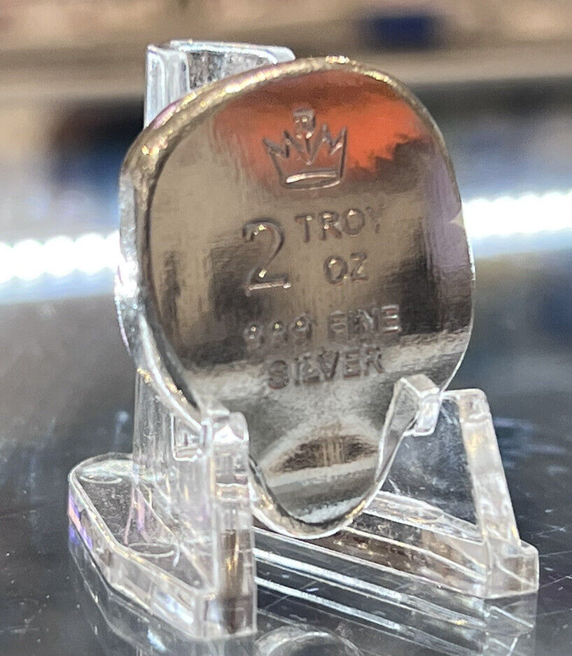 2 oz Silver Colorized 3D Art Grumpy Alien Head Bar