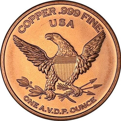 1 oz Copper AVDP Trade Dollar Round