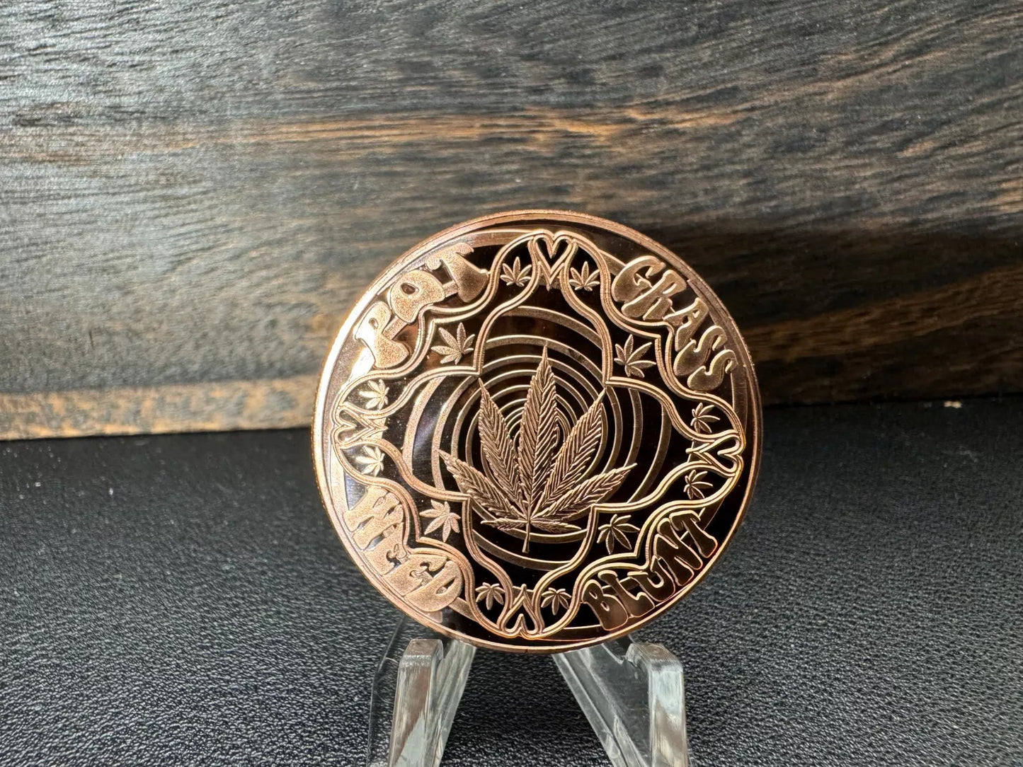 1 oz copper Cannabis Pot Grass / caduceus with thc