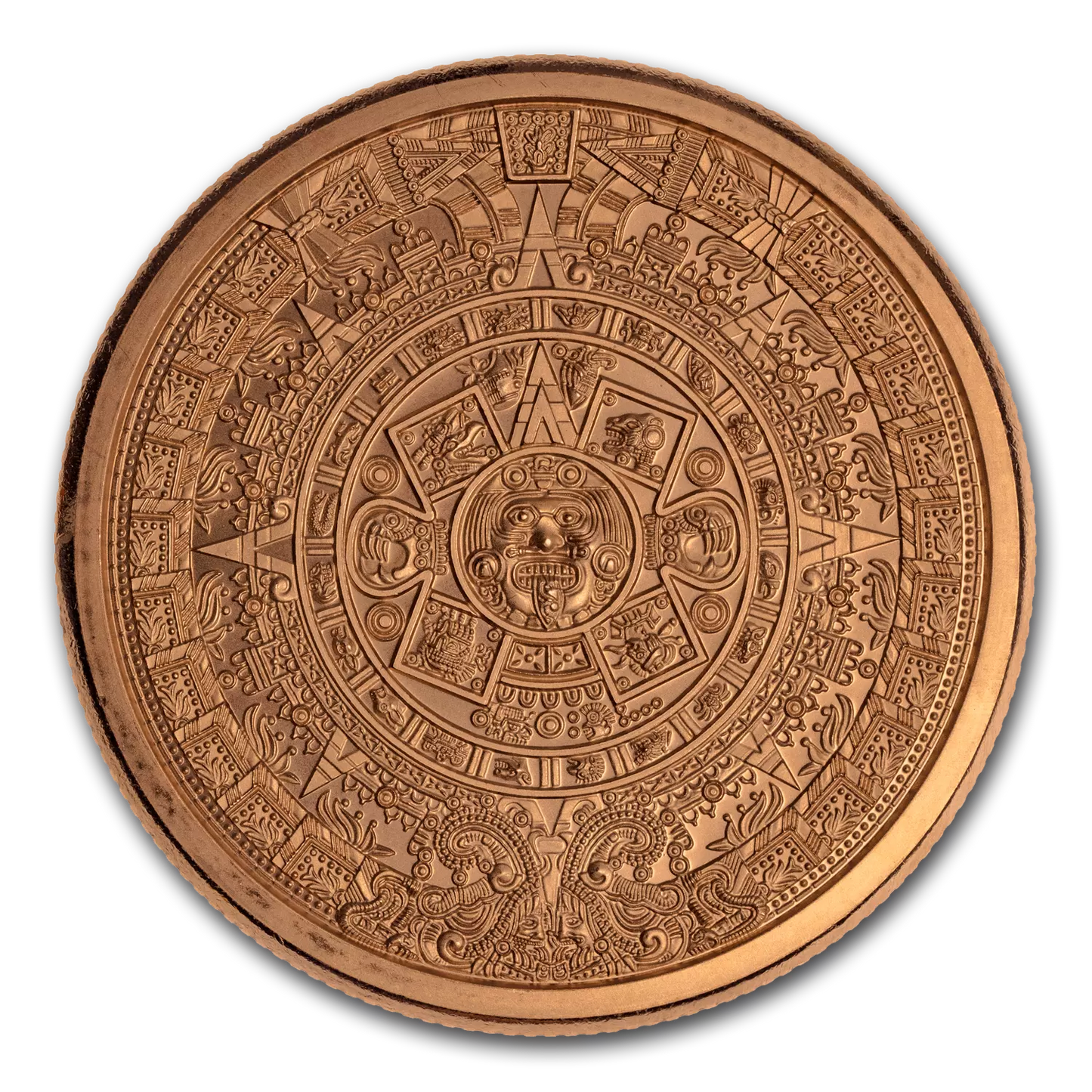5 oz Copper Round Aztec Calendar in a Capsule MADE IN USA FREE SHIPPING IN USA