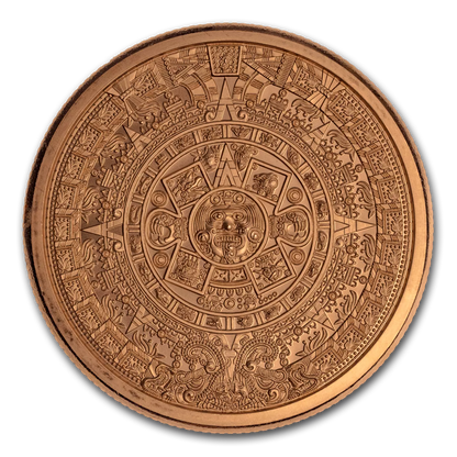5 oz Copper Round Aztec Calendar in a Capsule MADE IN USA FREE SHIPPING IN USA