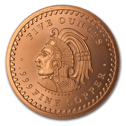 5 oz Copper Round Aztec Calendar in a Capsule MADE IN USA FREE SHIPPING IN USA