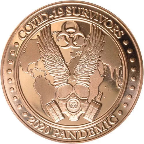 LOT OF 100 X 1 OZ COVID 19 SURVIVORS ROUND 1 Oz .999 Pure Fine Copper BU