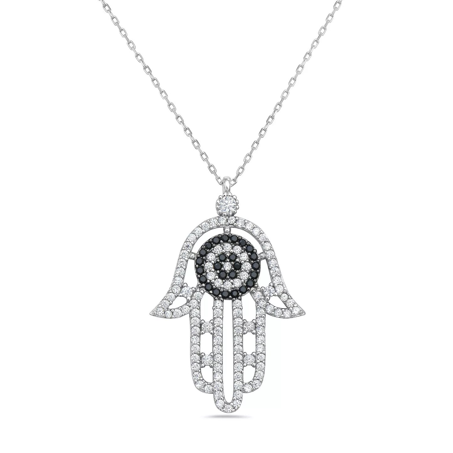 REGINA "Hand of God" Necklace Sterling Silver with Cubic Zirconia