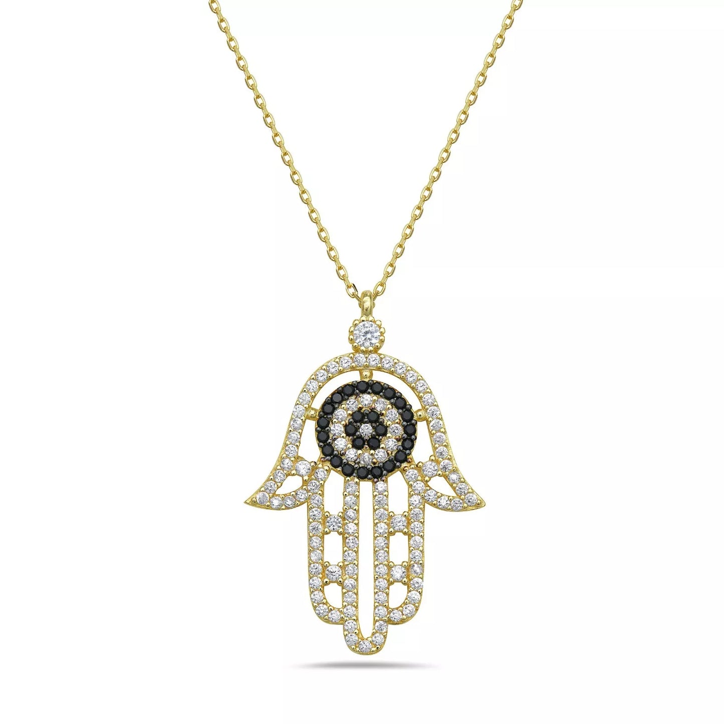 REGINA "Hand of God" Necklace Sterling Silver with Cubic Zirconia