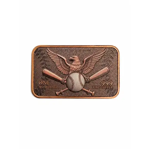 1 oz Baseball Flyover Colorized Copper Bar (2)