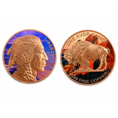 1 oz Colorized Buffalo Copper Round (2)