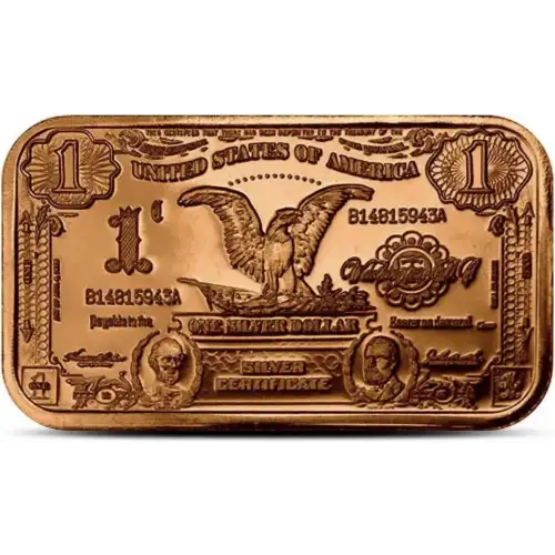 1 Oz Copper Bar $1 Banknote