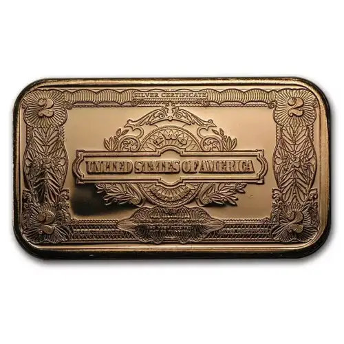1 oz copper bar $2 bank note/ $2 usa silver cert (2)