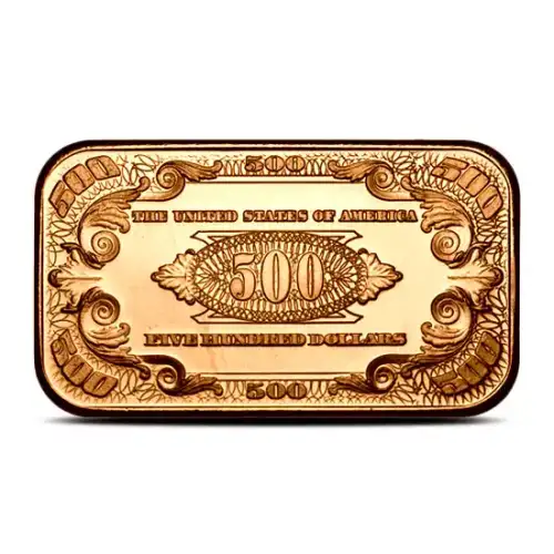 1 oz copper bar $500 bank note / $500 (2)