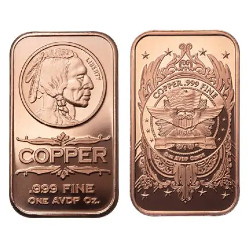 1 oz copper bar Buffalo Indian head Bar/ wings