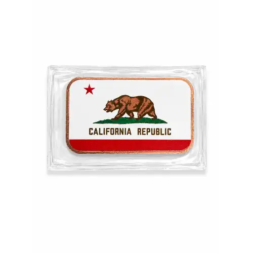 1 Oz Copper Bar California State Flag  (2)