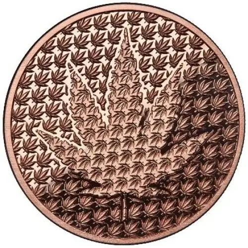 1 oz copper cannabis Leaf Hidden / caduceus w/ thc (2)